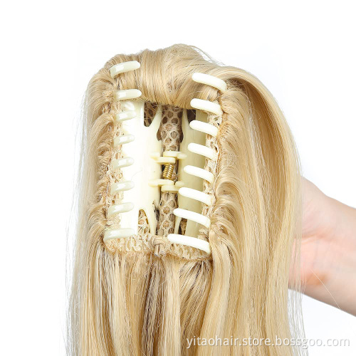 long wavy Ponytail Claw Hair 24 Inch Long Body Wave Ponytail hair Extension Synthetic Wrap Around Drawstring Hair with 1Clips